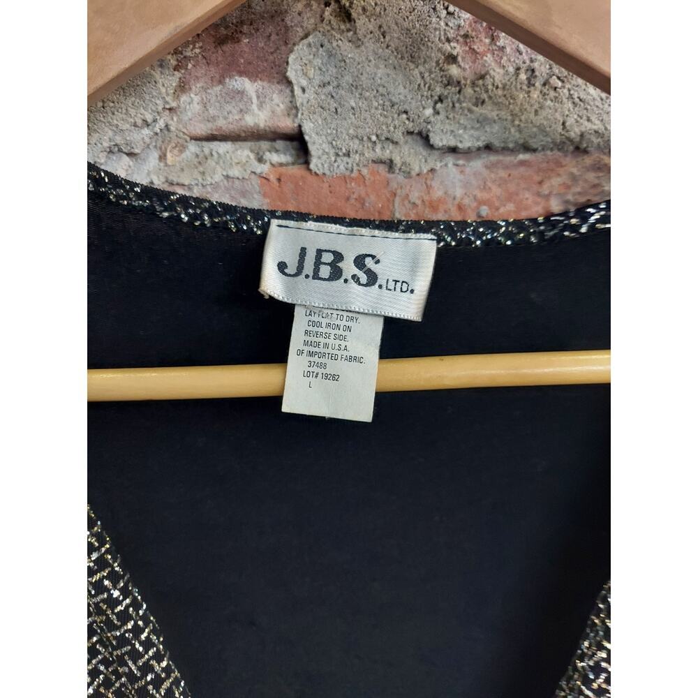 J.B.S. Metallic Black & Gold Wrap-Front Women's Top - Picture 3 of 5